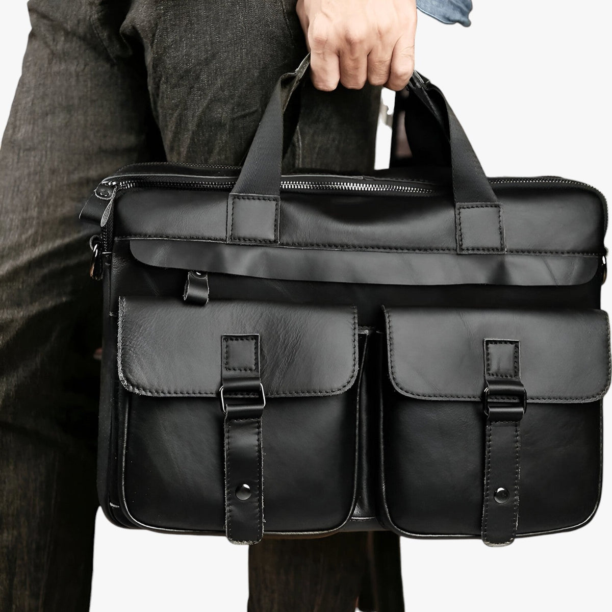 Bolso para portátil de piel sintética con correa acolchada ajustable