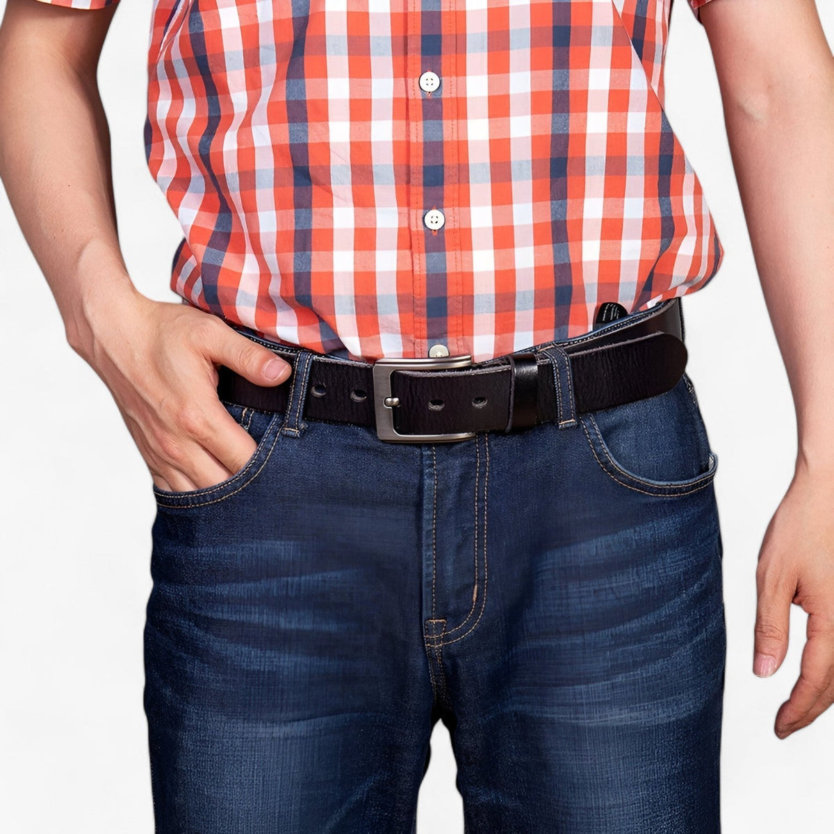 Men's Belt with Alloy Buckle for Formal and Casual Wear