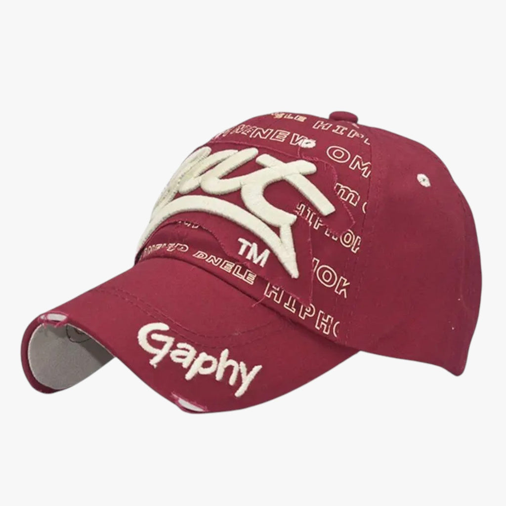 Cotton Snapback Cap with Embroidered Shark Detail