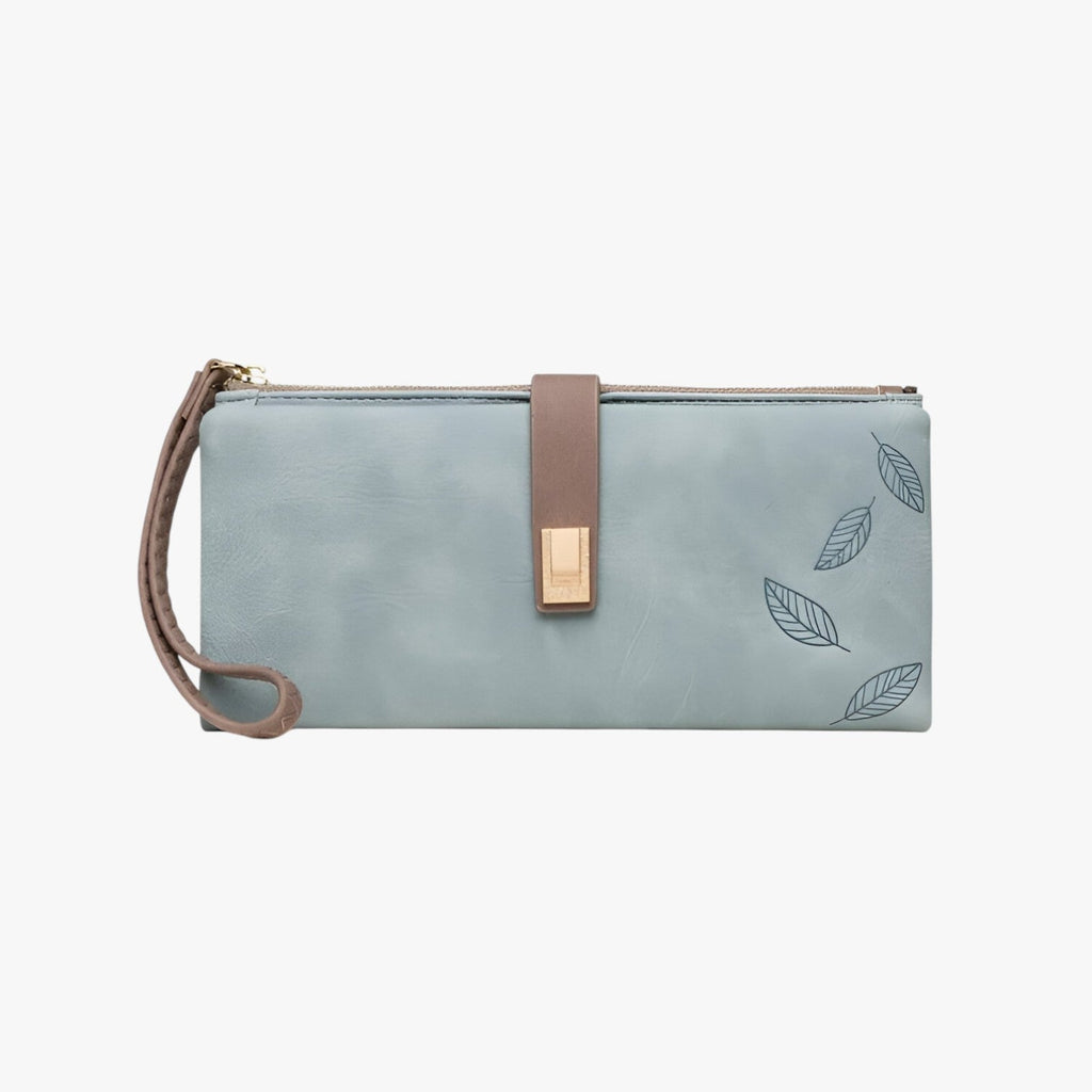 Cartera de piel sintética PU con acabado de estampado de hojas