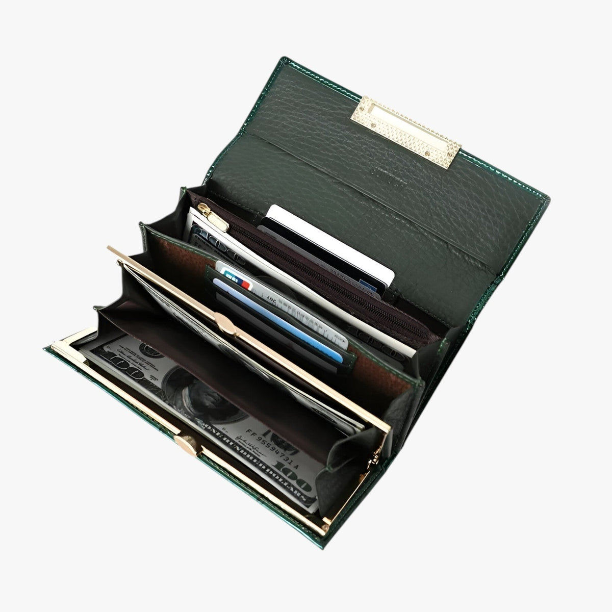 Structured Wallet with Card Slots and Zip Coin Pocket