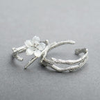 Adjustable White Flower Ring on a Branch-Style Band