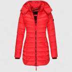 Slim fit-parkas med huva och praktiska detaljer
