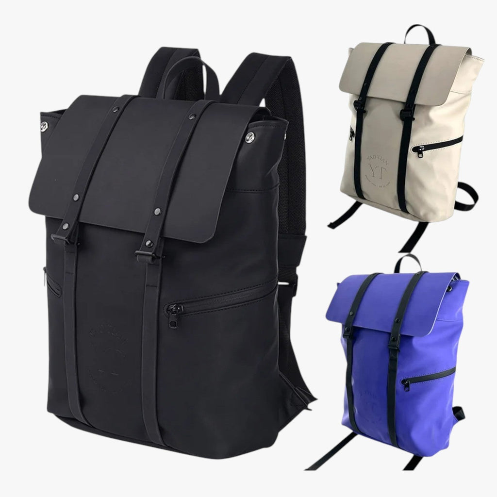 Water-Resistant Vintage-Style PU Leather Backpack
