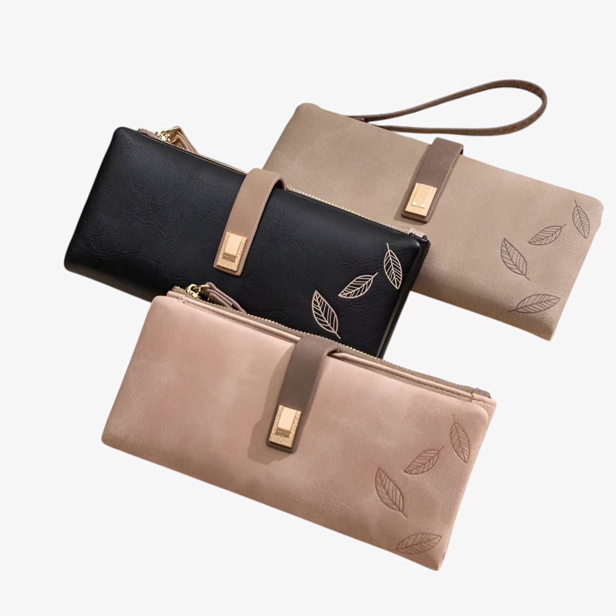 PU Leather Wallet with Leaf-Pattern Finish