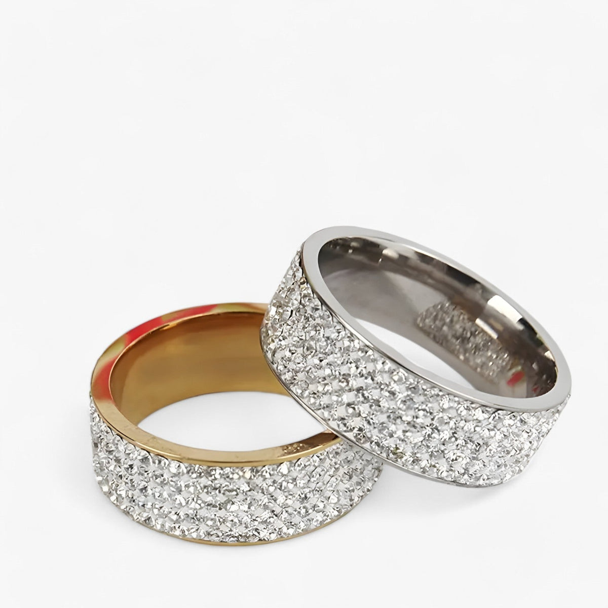 Stainless Steel Ring with Sparkling Crystal Stone