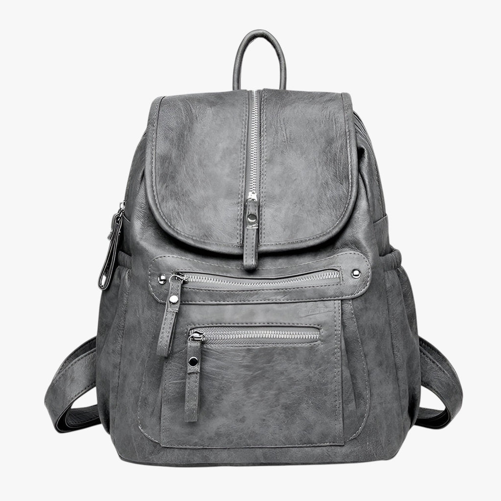 Vintage-Look Faux Leather Backpack with Structured Silhouette