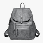 Vintage-Style Faux Leather Backpack with Wide Shoulder Straps