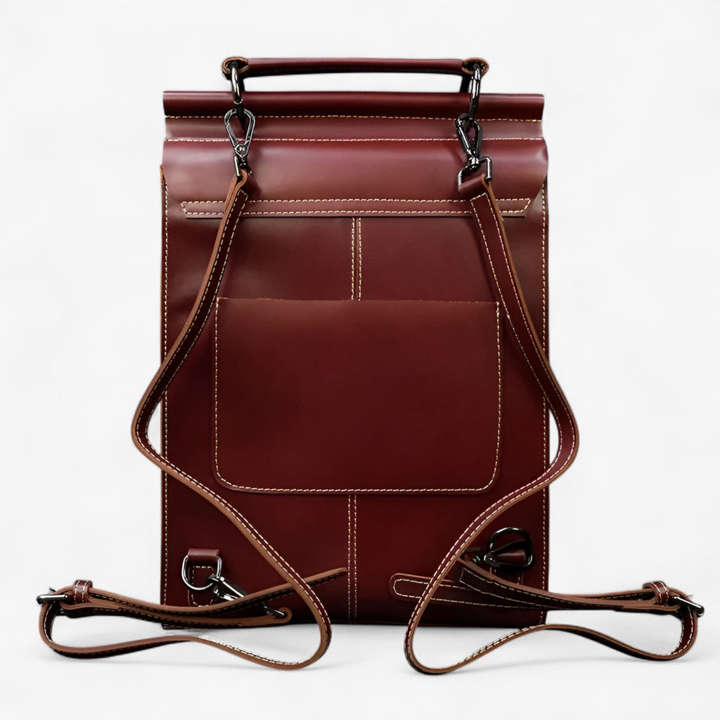 Faux Leather Backpack with Laptop Compartment for Daily Use