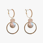 Oversized Pearl Earrings with Golden Accents