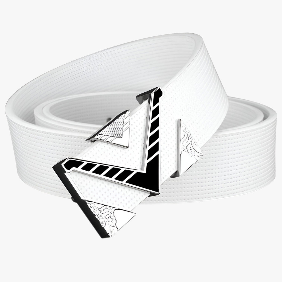 Men's Belt with Statement V-Shaped Gold-Tone Buckle
