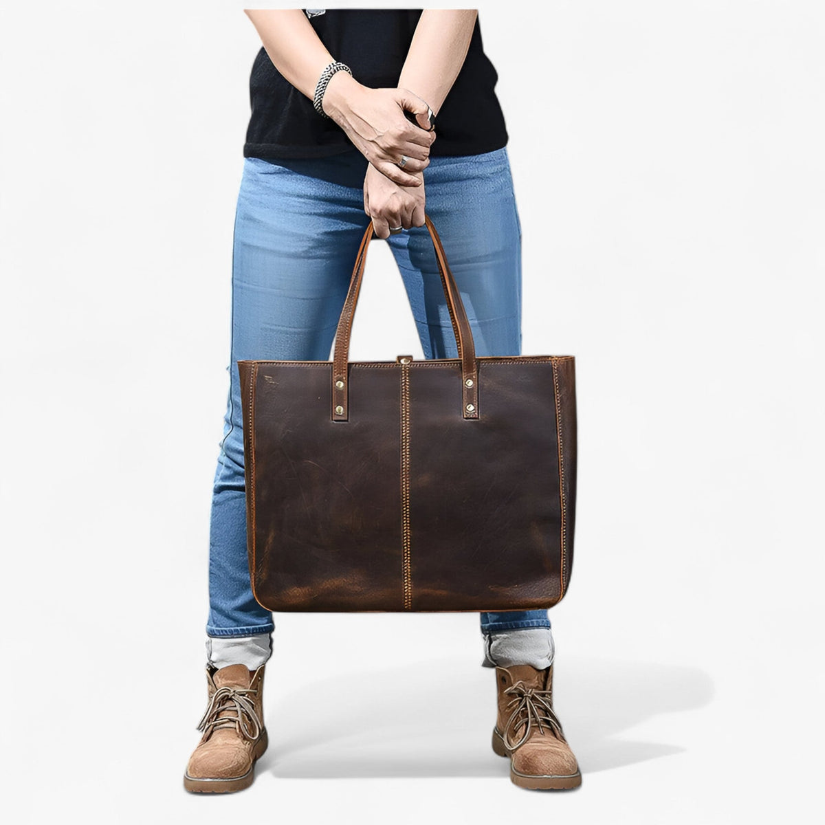 Soft Structured Tote Bag with Multiple Compartments