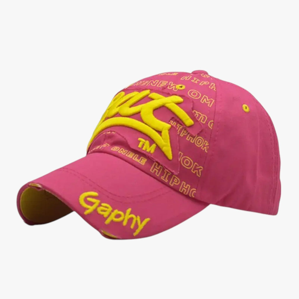 Cotton Snapback Cap with Embroidered Shark Detail