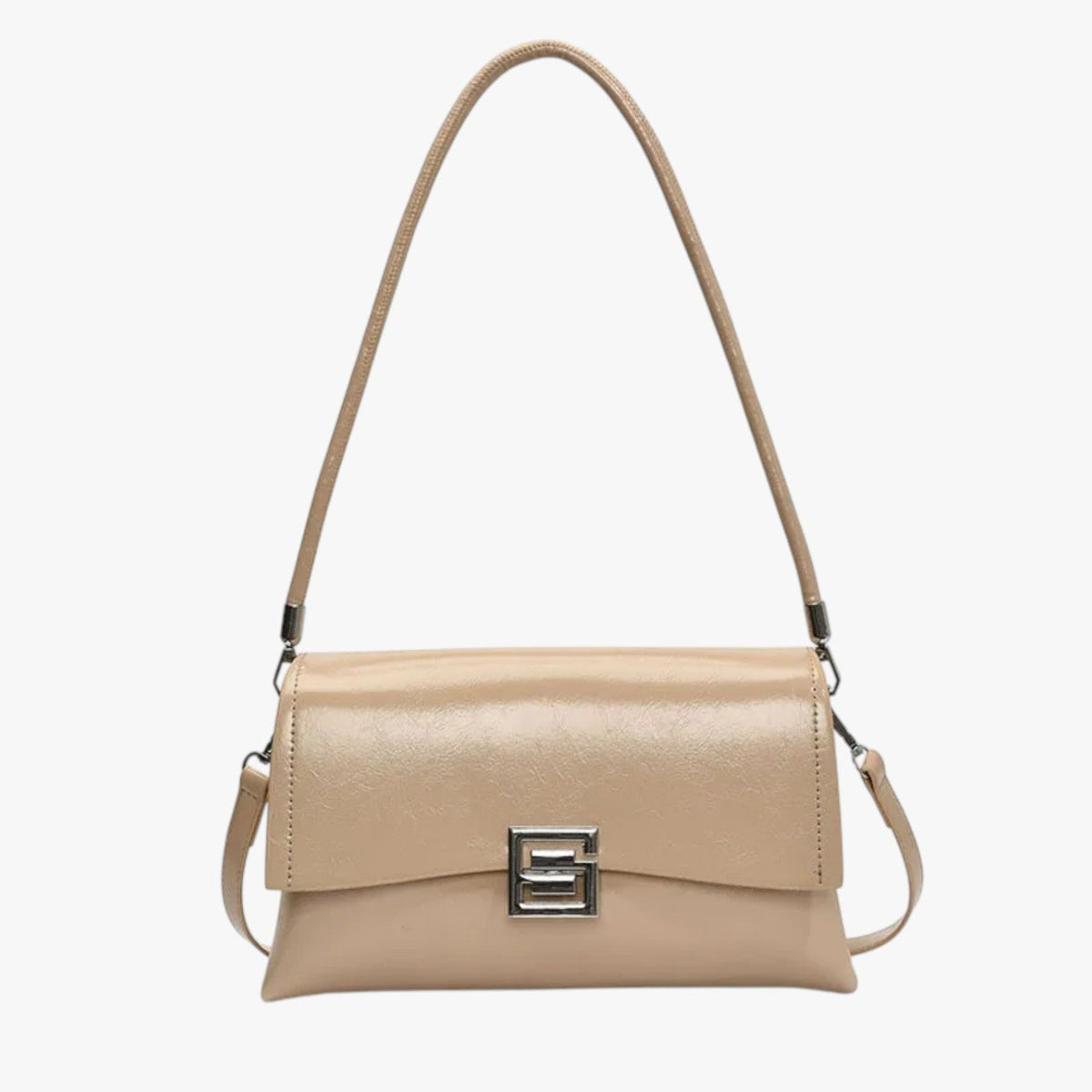 Shell-Shaped Evening Bag with Glossy Embossed Finish