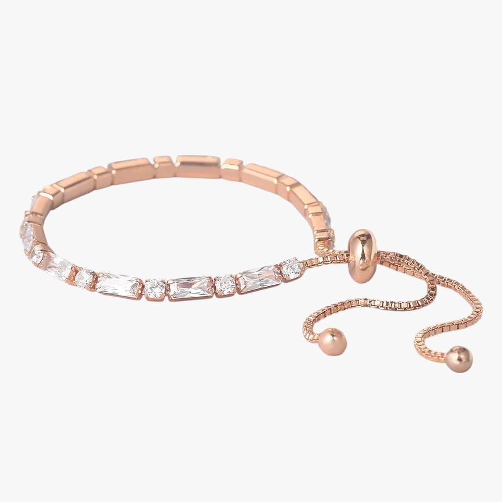 Geometric Rose Gold Bracelet with Zircon Detail