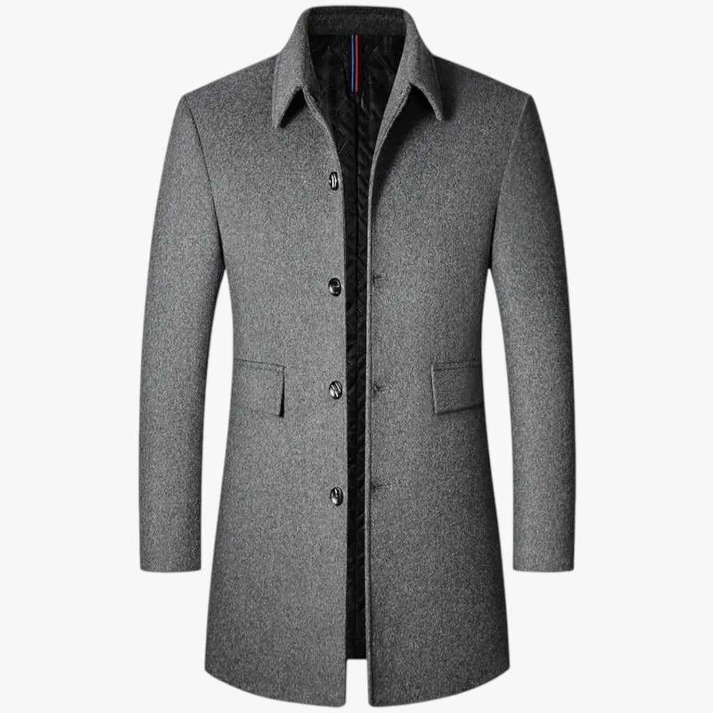 Wool-Blend Anorak Coat with Turned-Up Collar for Men