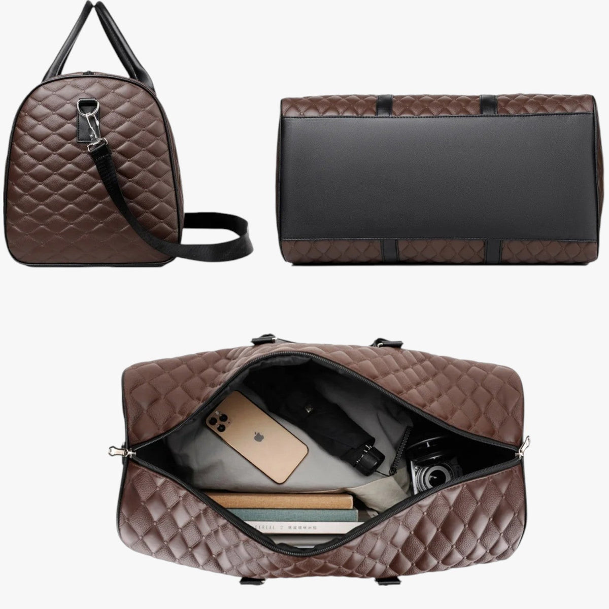 Faux Leather Weekend Bag for Short Trips and Travel