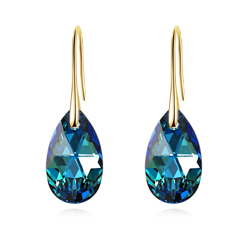 Crystal Teardrop Drop Earrings with a Silver-Tone Finish
