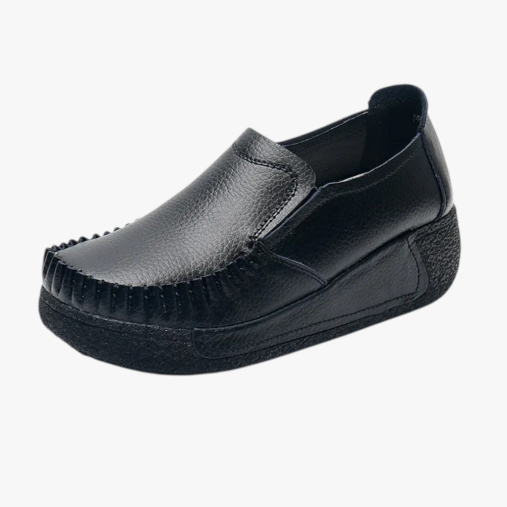 Faux Leather Moccasin Loafers with Platform Sole