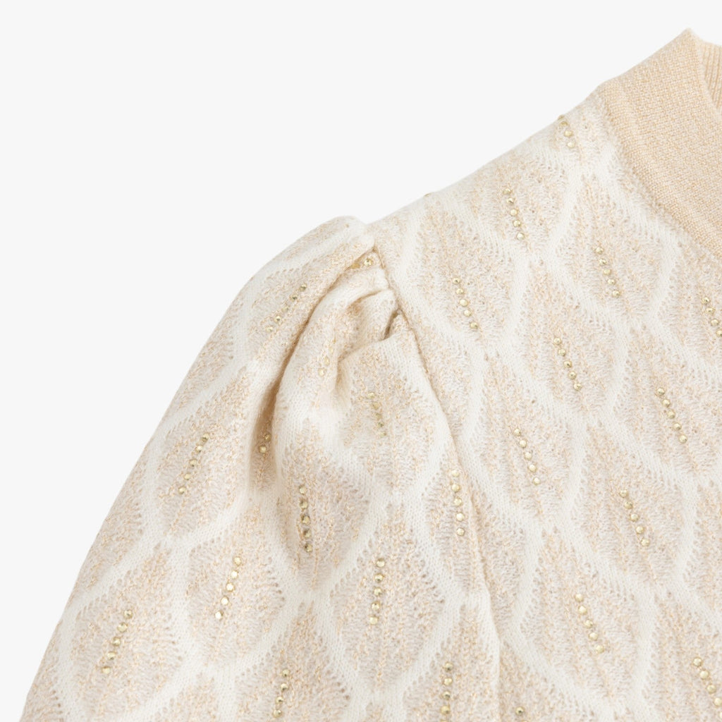 Breathable Sequin Jacquard Cardigan with Long Sleeves