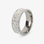 Stainless Steel Ring with Sparkling Crystal Stone