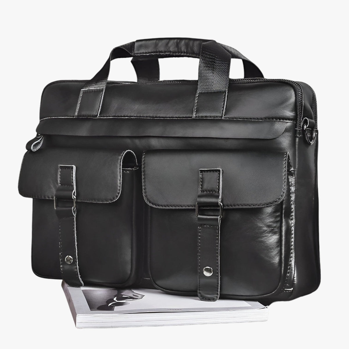 Bolso para portátil de piel sintética con correa acolchada ajustable