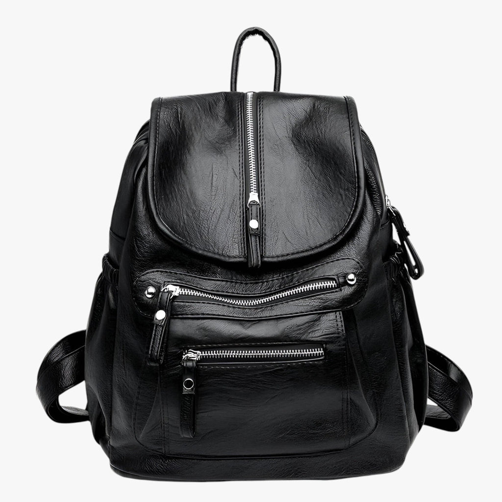 Vintage-Look Faux Leather Backpack with Structured Silhouette