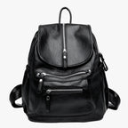 Vintage-Look Faux Leather Backpack with Structured Silhouette