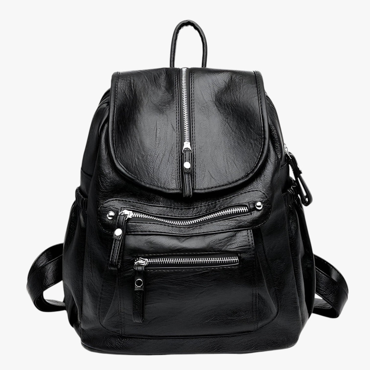 Vintage-Look Faux Leather Backpack with Structured Silhouette