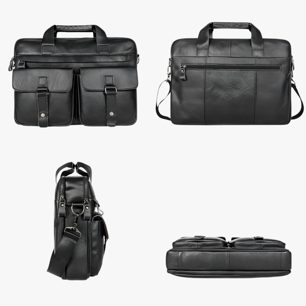 Bolso para portátil de piel sintética con correa acolchada ajustable