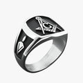 Men's Stainless Steel Statement Ring with Symbolic Design