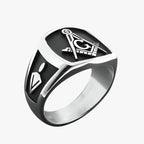 Men's Stainless Steel Statement Ring with Symbolic Design