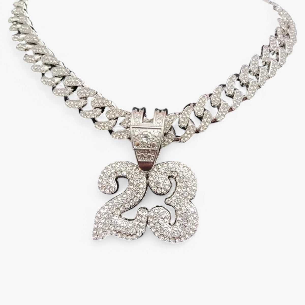 Men's Number 23 Pendant Necklace with Crystal Detail