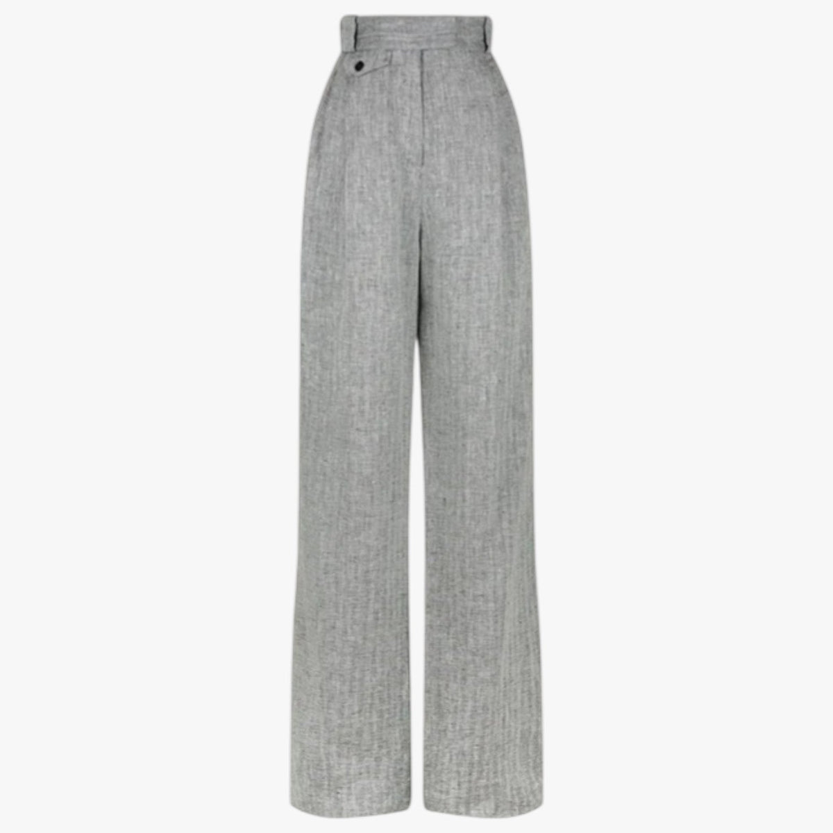 High-Waisted Linen-Cotton Wide-Leg Trousers for Summer