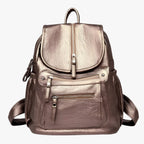 Vintage-Look Faux Leather Backpack with Structured Silhouette