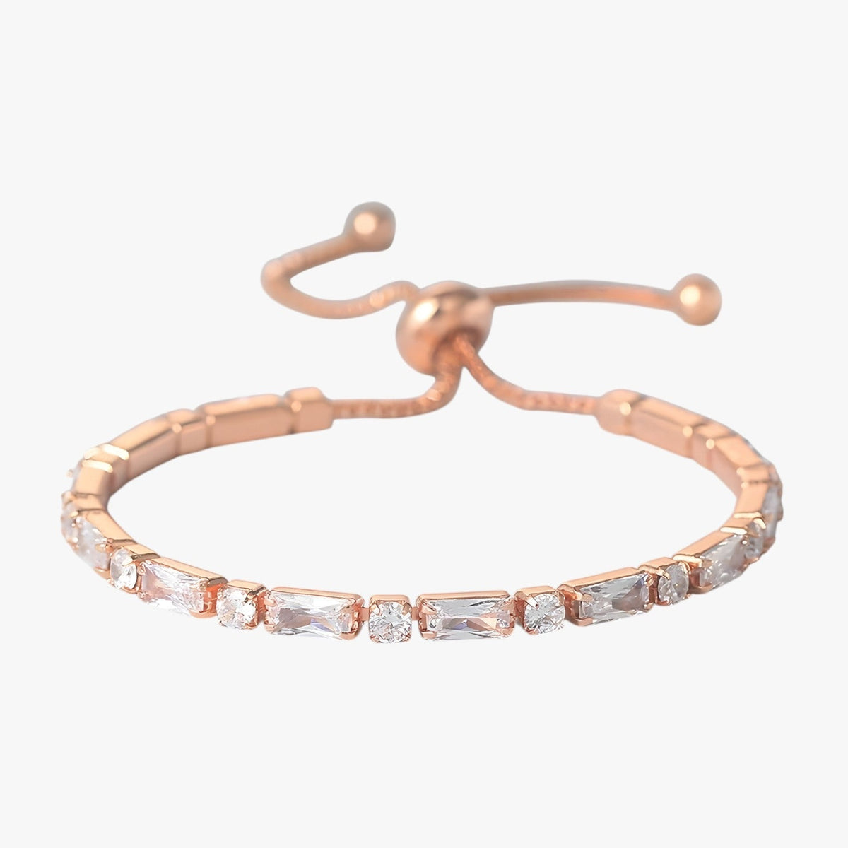 Geometric Rose Gold Bracelet with Zircon Detail
