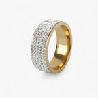 Stainless Steel Ring with Sparkling Crystal Stone