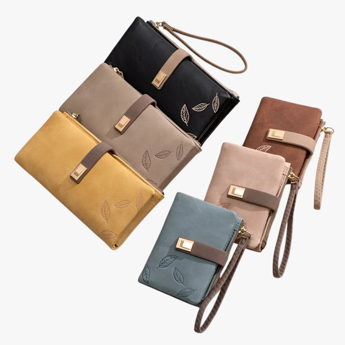 PU Leather Wallet with Leaf-Pattern Finish