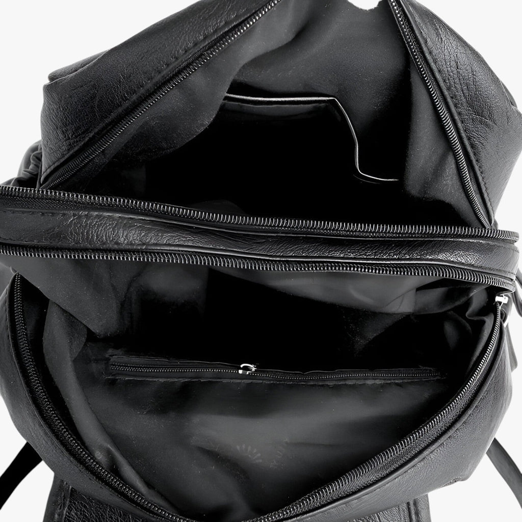 Vintage-Style Faux Leather Backpack with Wide Shoulder Straps