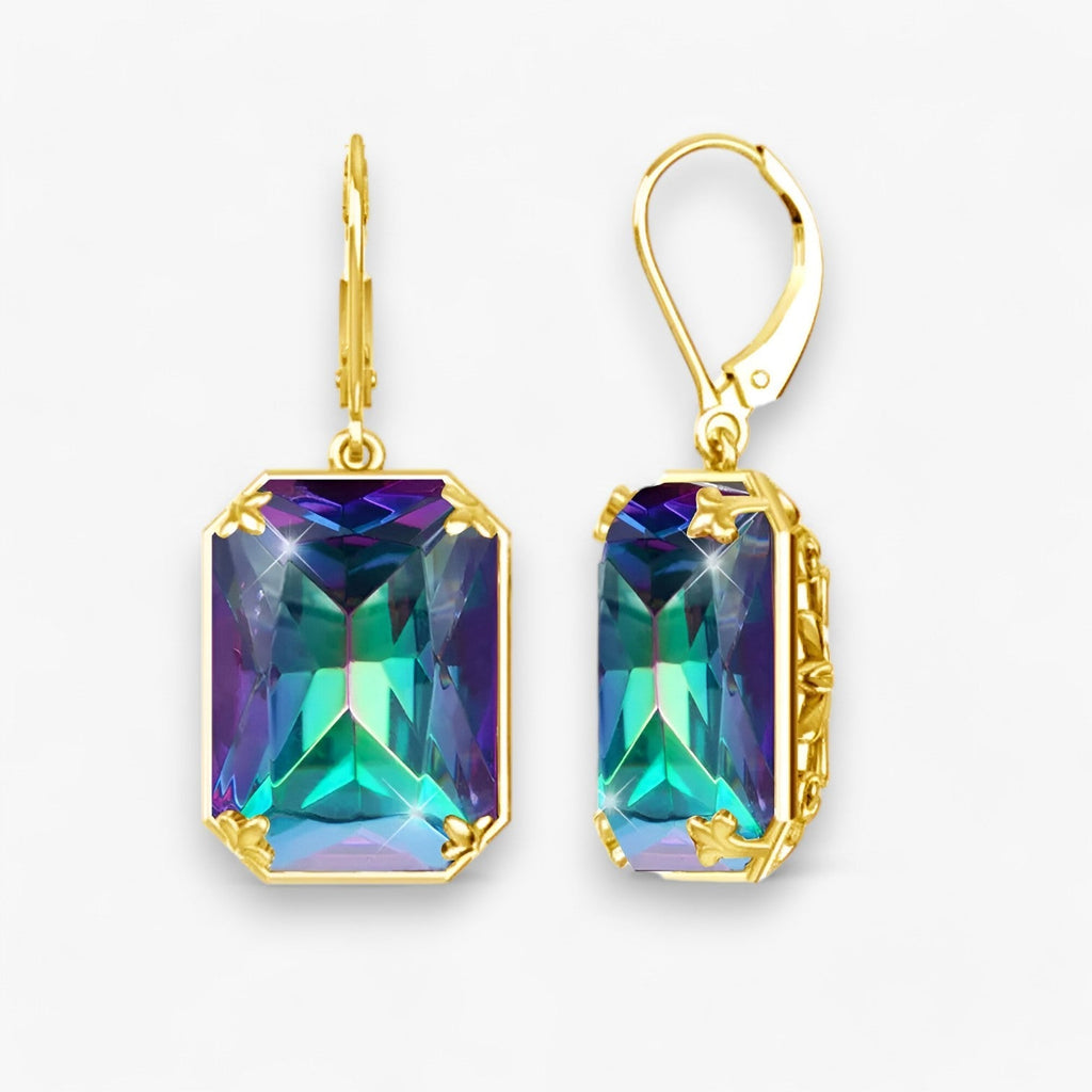 Gemstone Dangle Earrings with Gold and Silver Accents