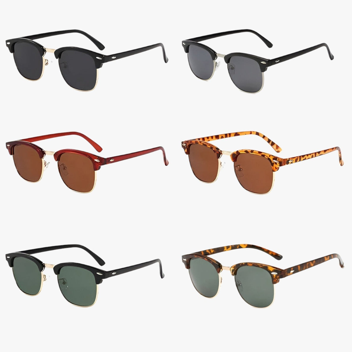 Semi-Rimless Polarized Sunglasses with a Retro Frame