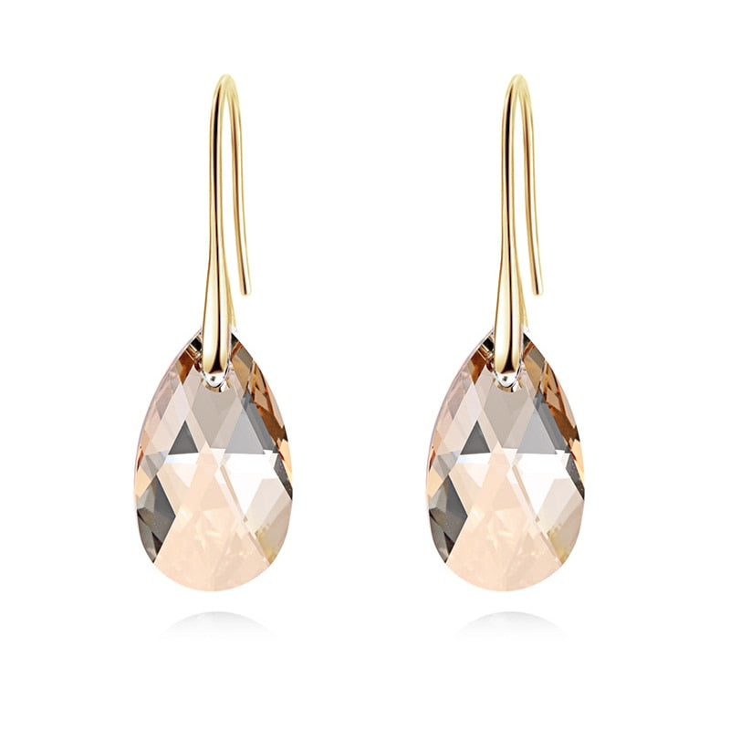 Crystal Teardrop Drop Earrings with a Silver-Tone Finish