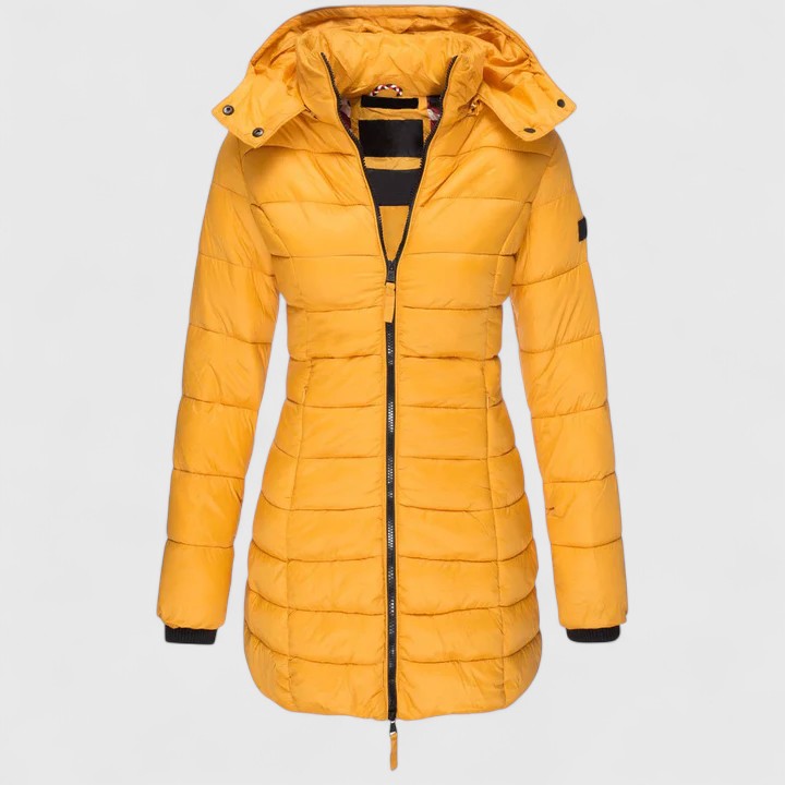 Slim fit-parkas med huva och praktiska detaljer