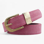Faux Leather Belt with Polished Metal Buckle Detail