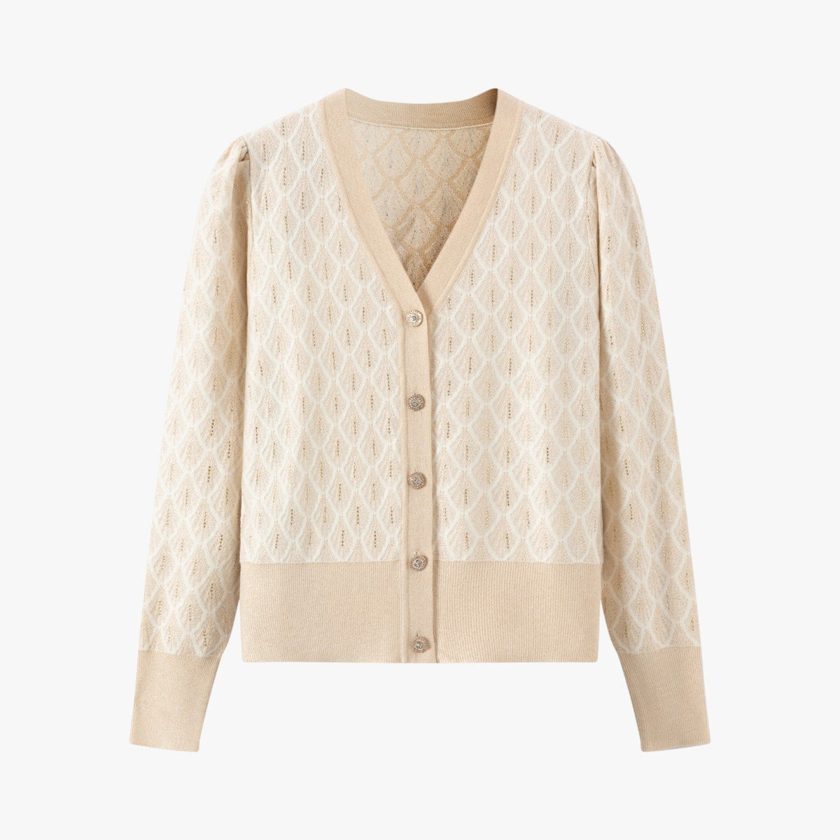 Breathable Sequin Jacquard Cardigan with Long Sleeves