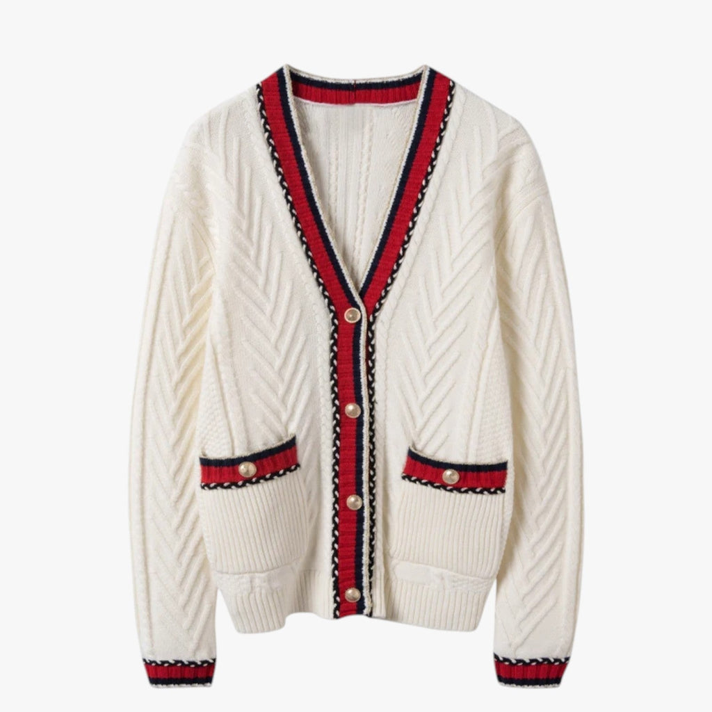 Cárdigan oversize suave con cuello de pico y botonadura delantera