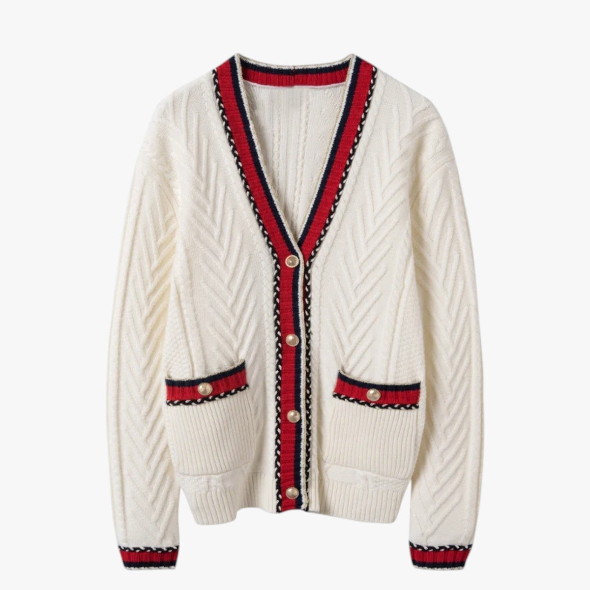 Cárdigan oversize suave con cuello de pico y botonadura delantera