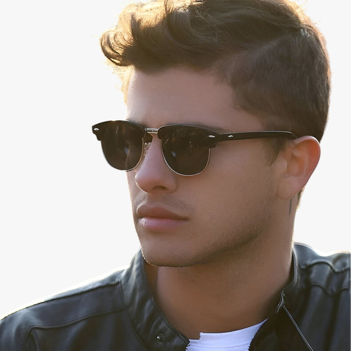 Semi-Rimless Polarized Sunglasses with a Retro Frame