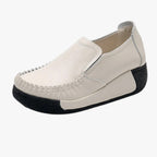 Faux Leather Moccasin Loafers with Platform Sole