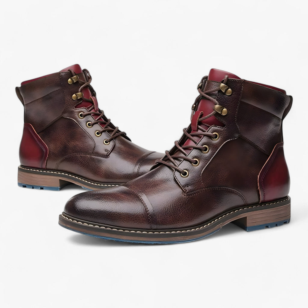 Handmade Faux Leather Oxford Boots with Padded Insole